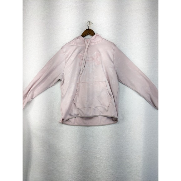 Under‎ Armour Light Pink Sweater Women's Shiny Logo Pullover Hoodie 2XL - Picture 1 of 8